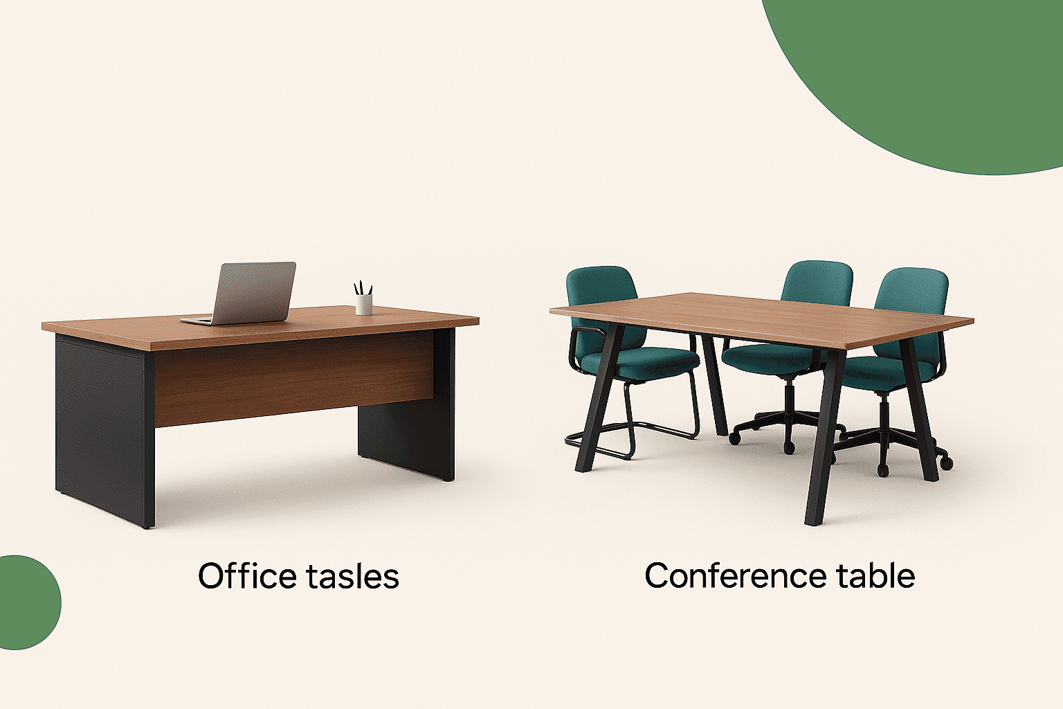 office desk and conference table