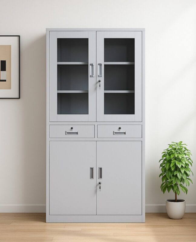 2-Door half glass office cabinet