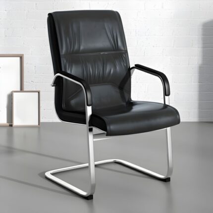 Black Leather Visitors Chair