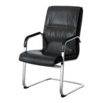 Modern Black Leather Visitors Chair – Chrome Frame - Image 2