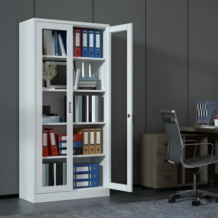 Full Glass Door Metallic Cabinet