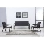 Modern Office Sofa Set – 3+1+1 Black Leather - Image 3
