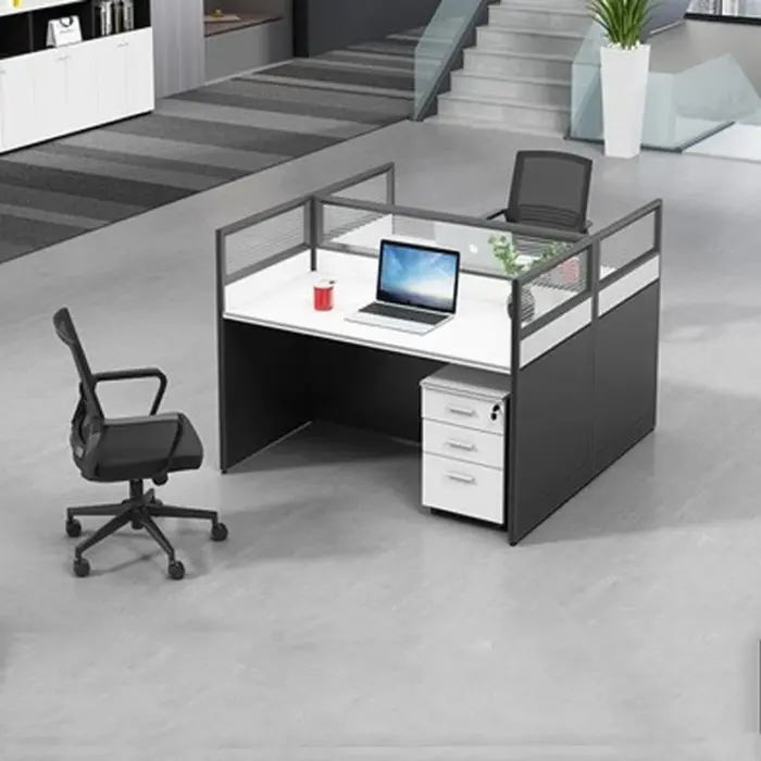 Rectangle2PersonCubiclewithCableManagement.webp 4-Way modular office workstation - Image 4