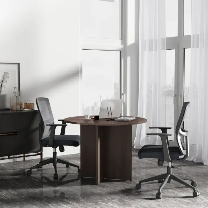 StephenieWalnutCircularMeetingTable-1.webp 1200mm Round office table. - Image 3