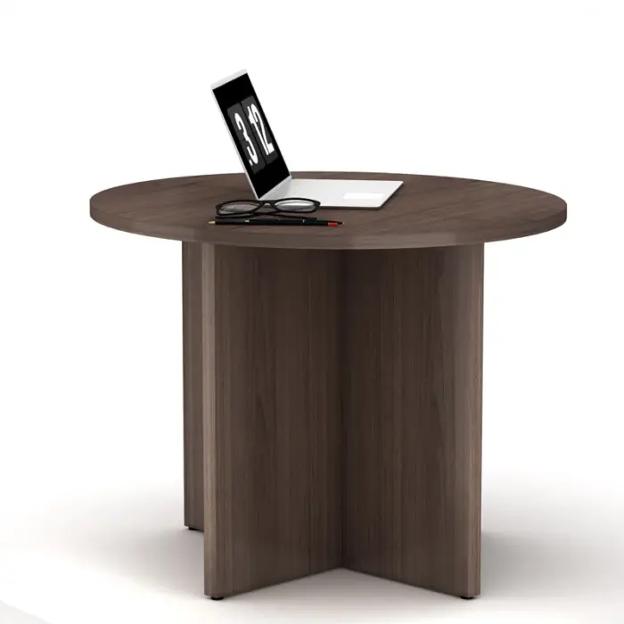 StephenieWalnutCircularMeetingTable.webp 1200mm Round office table. - Image 2