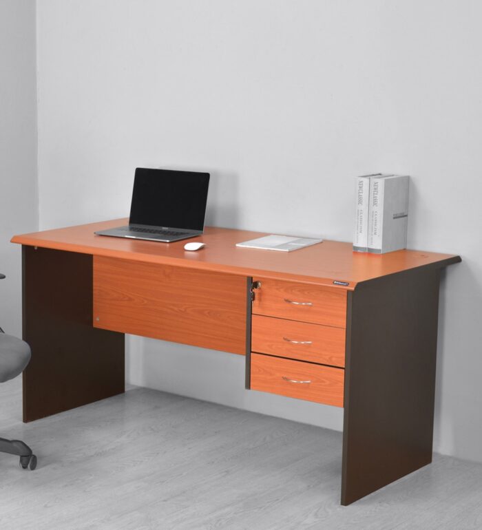 illinois-three-drawer-office-table-by-nilkamal-illinois-three-drawer-office-table-by-nilkamal-np6fkr.jpg 1400mm economic office desk - Image 1