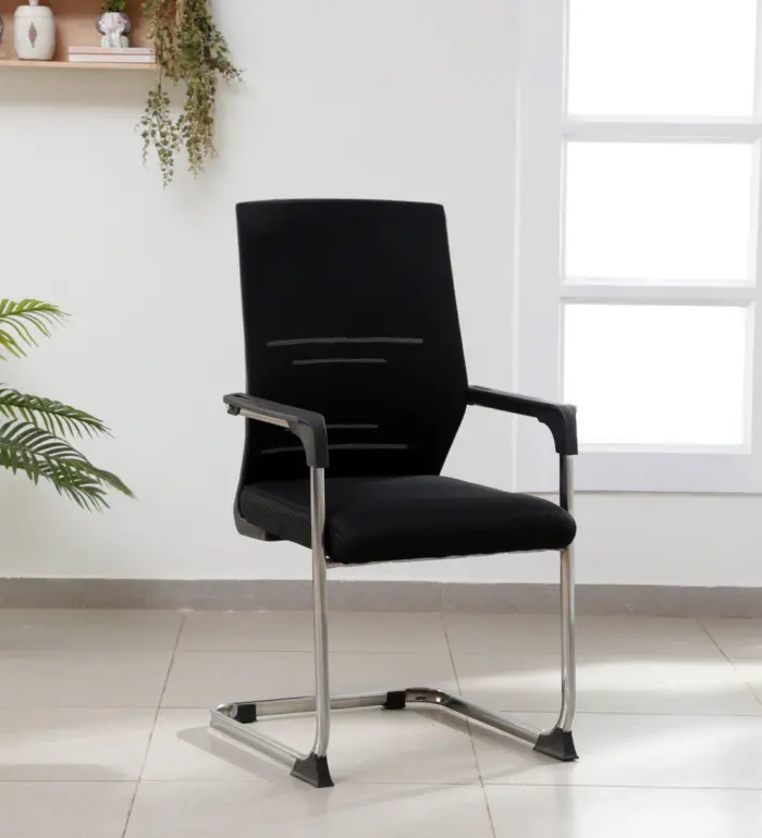 pablo-fabric-iconic-chair-in-black-colour-pablo-fabric-iconic-chair-in-black-colour-sxrzrk.webp Cantilever mesh-back visitor's seat - Image 1