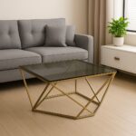 Diamond Glass Top Golden Table