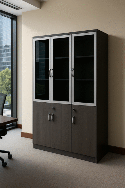 3-Door Wooden Filing Cabinet