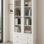 White Wooden Bookshelf Cabinet