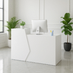 1.6M White Minimalist Reception Desk