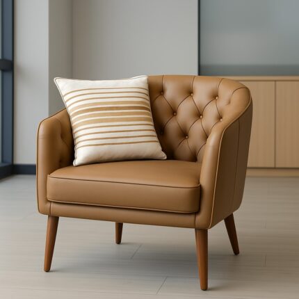 Brown Leather Tufted Lounge Chair
