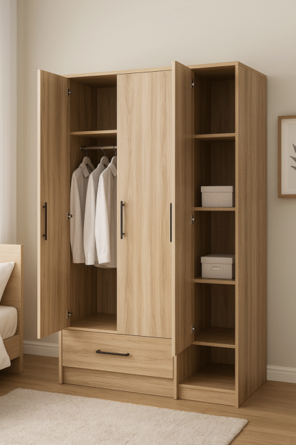 3-Door Wooden Wardrobe
