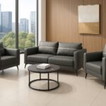 Grey 5-Seater Office Lounge Sofa Set