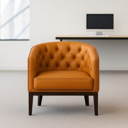 Brown Leather Tufted Lounge Chair