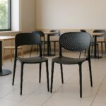 Modern Black Plastic Bistro Chairs