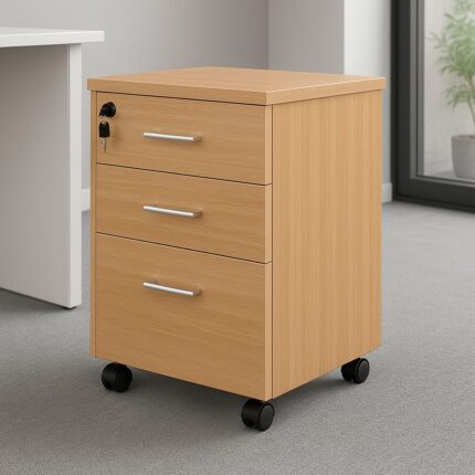 3-Drawer Wooden Mobile Pedestal