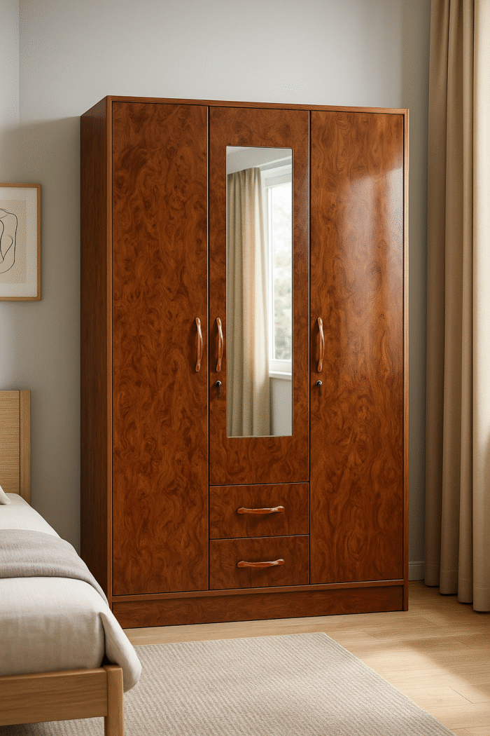 3-Door Wooden Wardrobe with Mirror 3-Door Wooden Wardrobe with Mirror