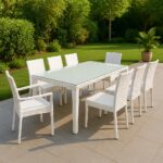 8-Seater White Rattan Dining Set