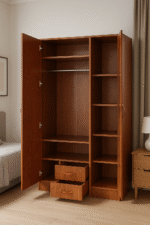 3-Door Wooden Wardrobe with Mirror - Image 2