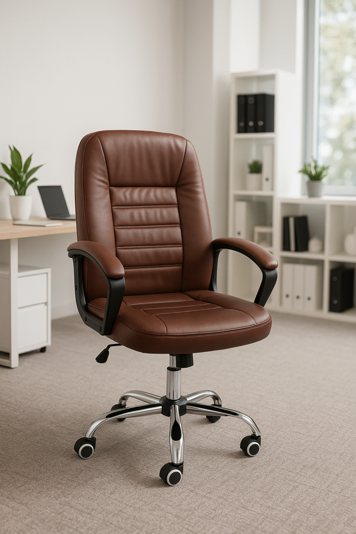 Mid Back Leather Office Chair Mid Back Leather Office Chair - Image 1