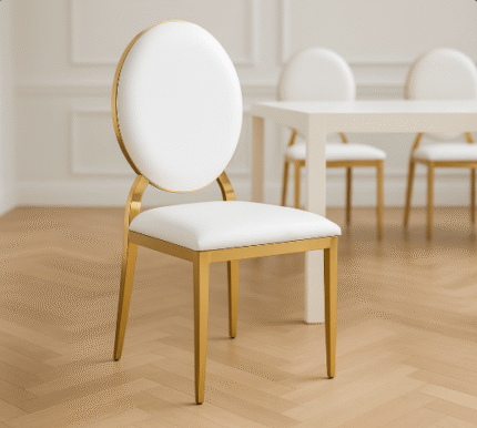 Luxe White & Gold Oval Back Chair