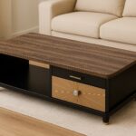 Wood-Grain Coffee Table with Drawer
