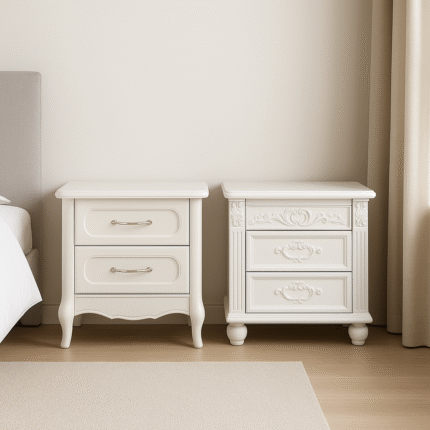 2-Drawer White Bedside Cabinet