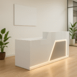 1.8M White Reception Desk with LED