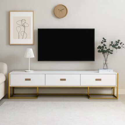 White & Gold TV Stand