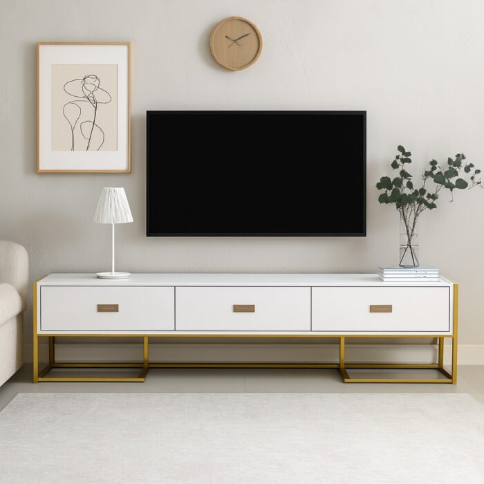 White & Gold TV Stand White & Gold TV Stand