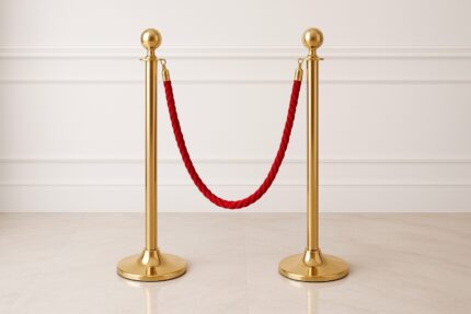 Gold Stanchion Post with Red Rope