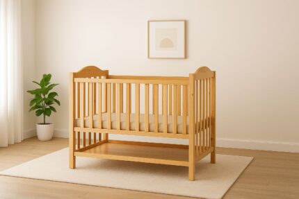 Solid Pine Baby Cot – Natural Wood Finish