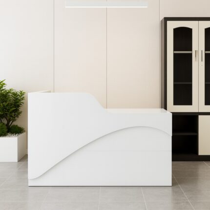 White Curved Reception Desk