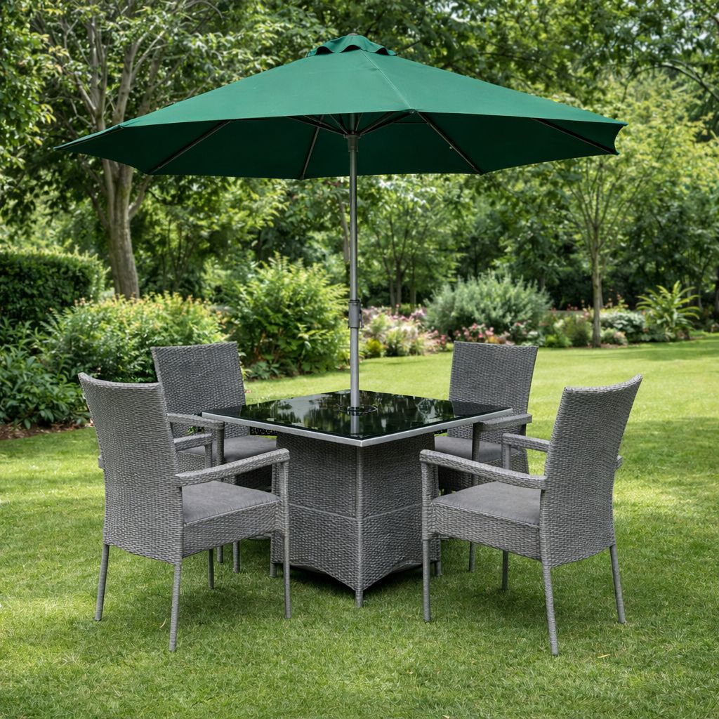 4-Seater Outdoor Dining Set with Umbrella 4-Seater Outdoor Dining Set with Umbrella